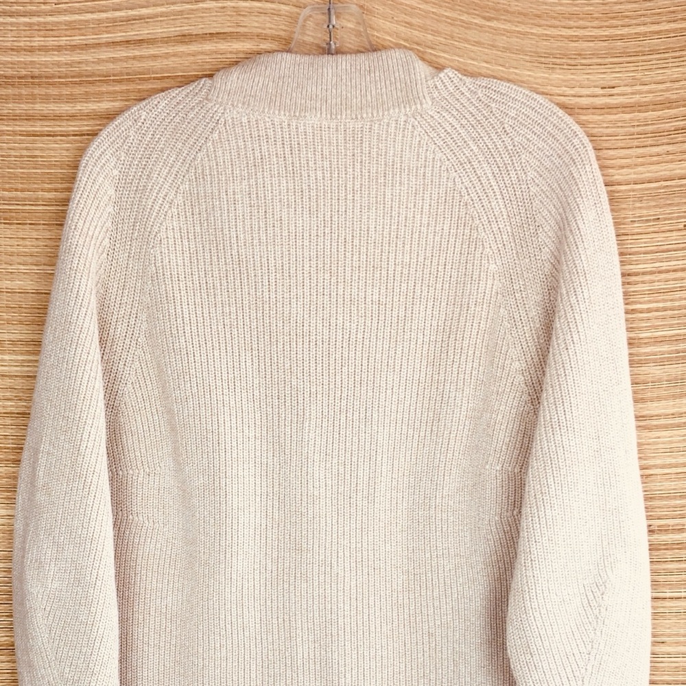 COS Longline V-Neck Cardigan Ribbed  Knit Cotton  In Cream Size S - Picture 12 of 13